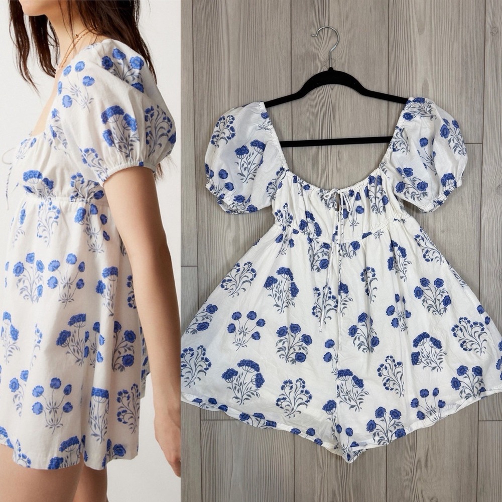 urban‎ outfitters Ginnie Floral Romper size xs Blue Floral Stretch